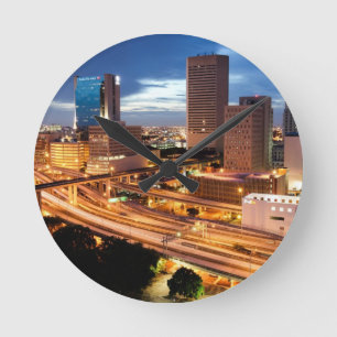 Downtown City View Round Clock