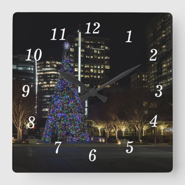 Downtown Dallas Christmas Wall Clock (Front)