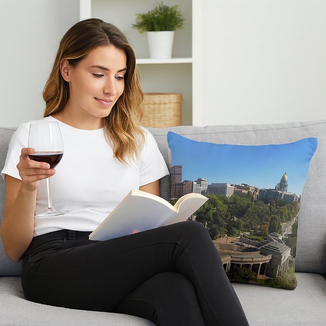 Downtown Denver with Capitol Building  Cushion (A pillow with a photograph of downtown Denver with the state capitol building.)