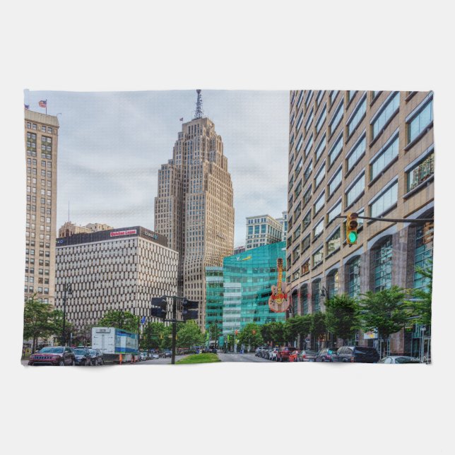Downtown Detroit Tea Towel (Horizontal)