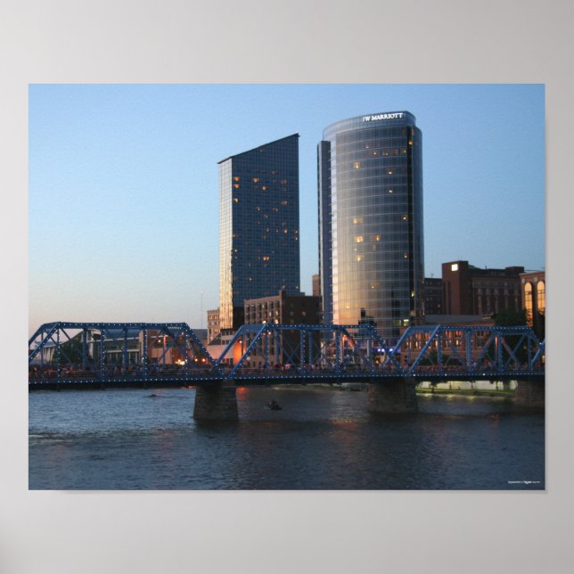 Downtown Grand Rapids at Dusk Poster (Front)