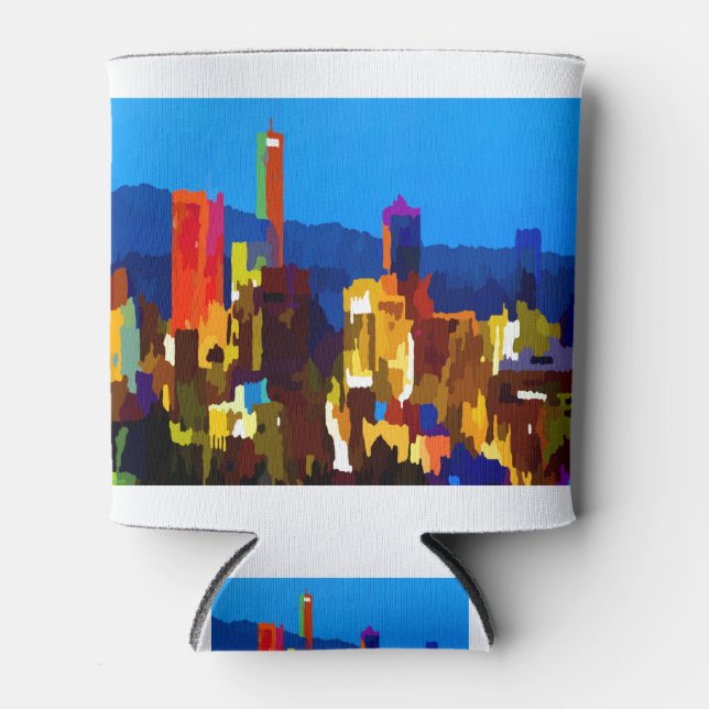 Downtown Greenville South Carolina Skyline Can Cooler (Front)