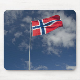 Downtown historic port area of Bergen wth flags Mouse Pad