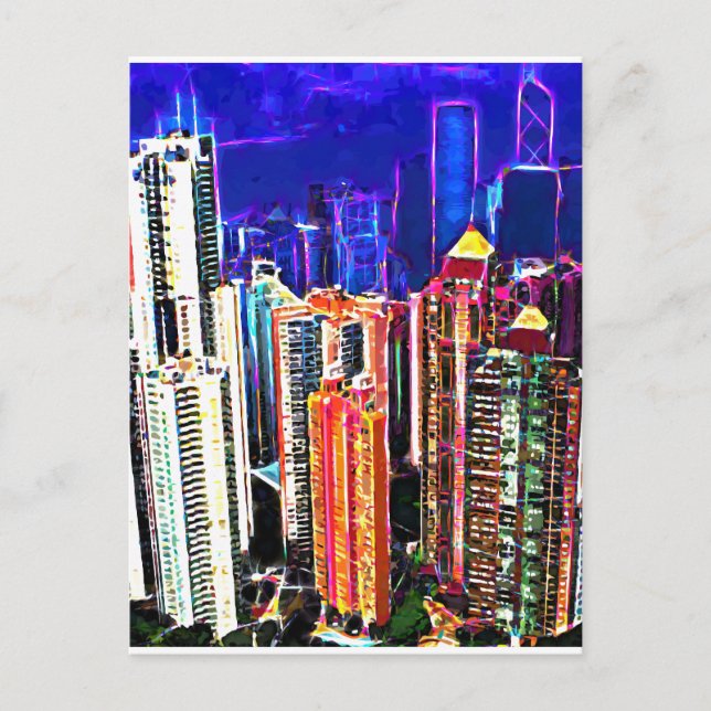 Downtown Hong Kong: China: Postcard (Front)