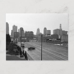 Downtown Kansas City Skyline–Black and White Photo Postcard