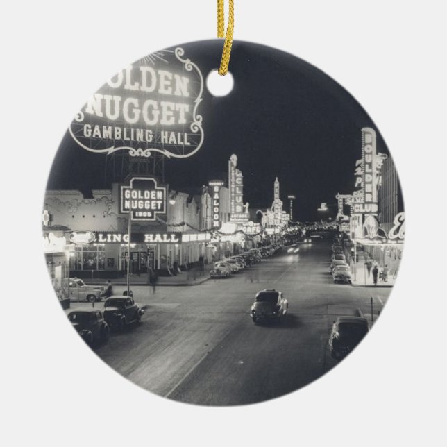 Downtown Las Vegas Retro Ceramic Tree Decoration (Front)