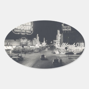Downtown Las Vegas Retro Oval Sticker