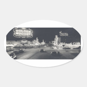 Downtown Las Vegas Retro Oval Sticker