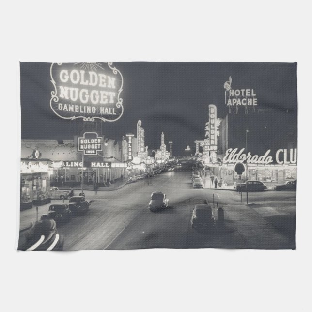 Downtown Las Vegas Retro Tea Towel (Horizontal)