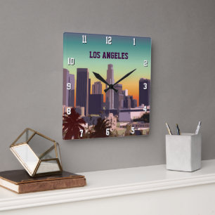 Downtown Los Angeles - Customizable Image Square Wall Clock