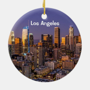 Downtown Los Angeles Twilight Ceramic Tree Decoration