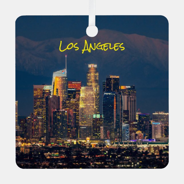 Downtown Los Angeles, with San Gabriel Mts, Metal Tree Decoration (Front)