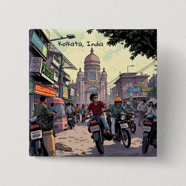 Downtown Motor Bikes in Kolkata, India 15 Cm Square Badge (Front)