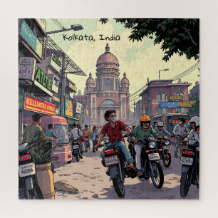 Downtown Motor Bikes in Kolkata, India Jigsaw Puzzle