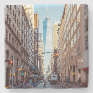 Downtown New York View of World Trade Center Stone Coaster