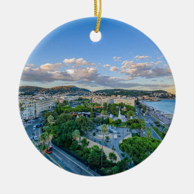 Downtown Nice, France Ceramic Tree Decoration (Front)