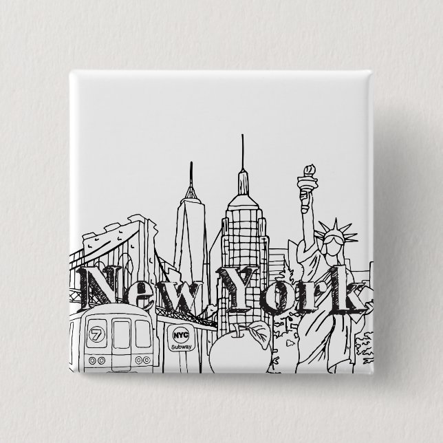 Downtown NYE New York Vacation Souvenirs NYC Gift 15 Cm Square Badge (Front)