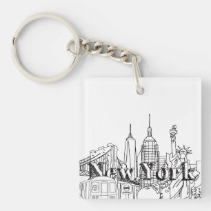 Downtown NYE New York Vacation Souvenirs NYC Gift Key Ring