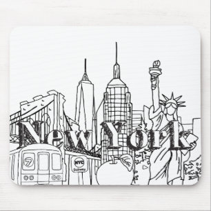 Downtown NYE New York Vacation Souvenirs NYC Gift Mouse Pad