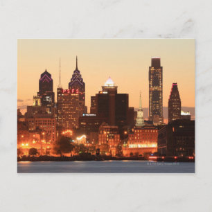Downtown Philadelphia, Pennsylvania at sunset Postcard