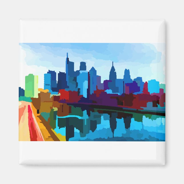Downtown Philadelphia Pennsylvania Skyline Magnet (Front)