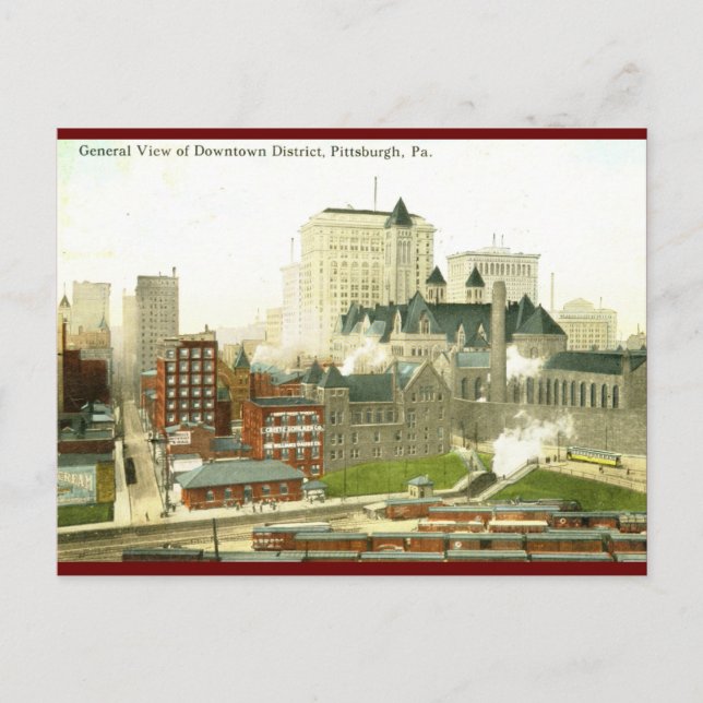 Downtown, Pittsburgh 1915 Vintage Postcard (Front)