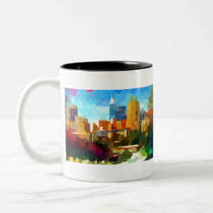 Downtown Raleigh North Carolina Skyline Two-Tone Coffee Mug