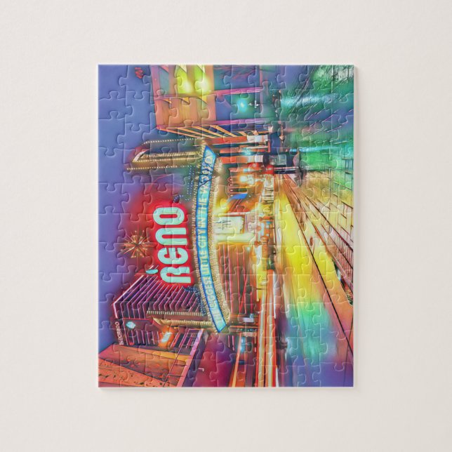 Downtown Reno Nevada Virginia Street Jigsaw Puzzle (Vertical)