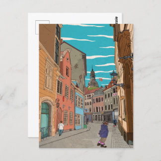 Downtown Riga Latvia Cityscape Illustration Postcard