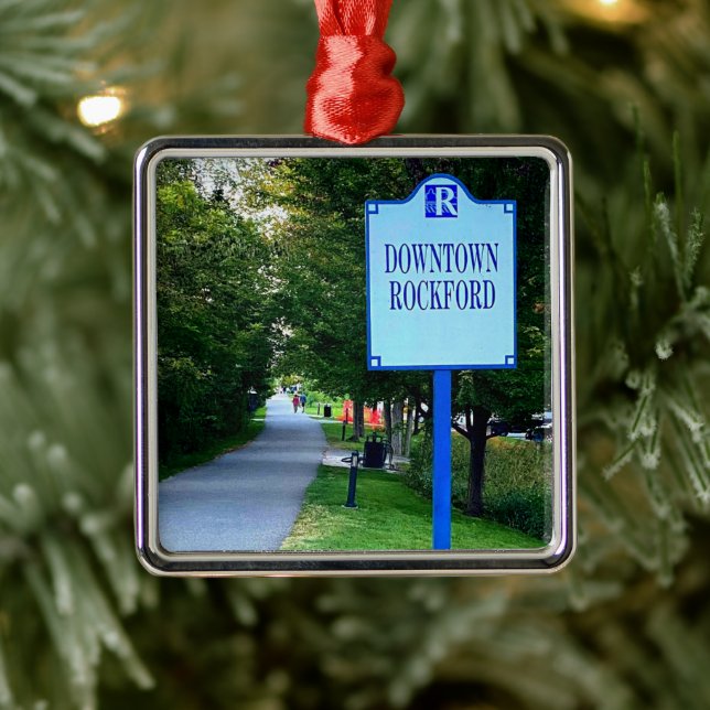 Downtown Rockford Michigan Sign Metal Tree Decoration (Tree)