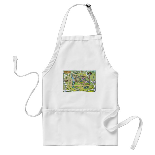 Downtown San Antonio Cartoon Map Standard Apron (Front)