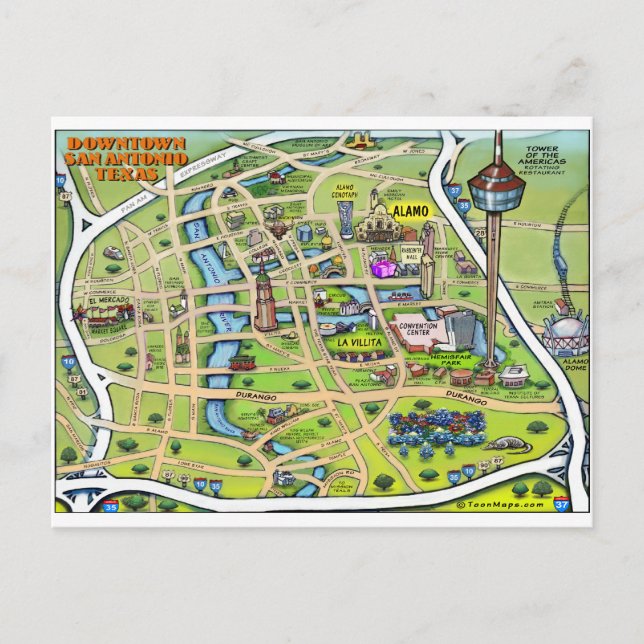 Downtown San Antonio Texas Postcard (Front)