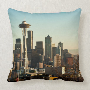 Downtown Seattle skyline and Space Needle Cushion