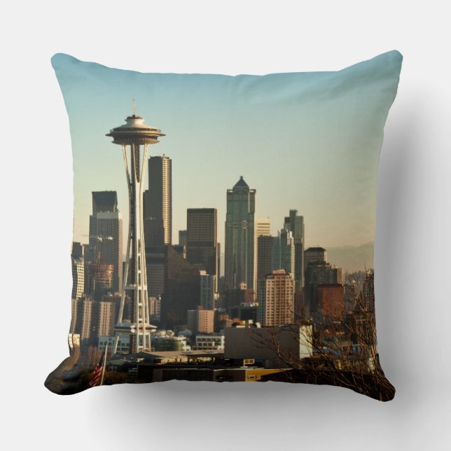 Downtown Seattle skyline and Space Needle Cushion (Front)
