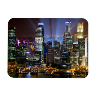 Downtown Singapore city at night Magnet