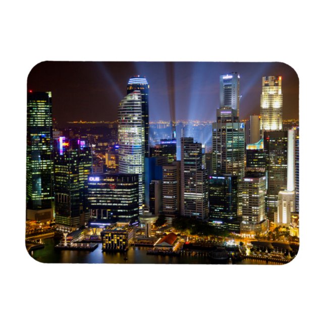 Downtown Singapore city at night Magnet (Horizontal)