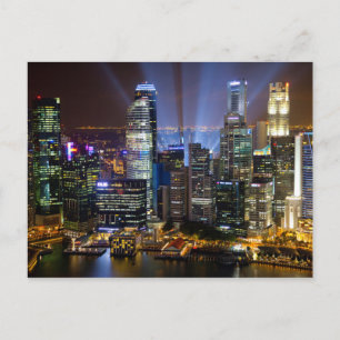 Downtown Singapore city at night Postcard
