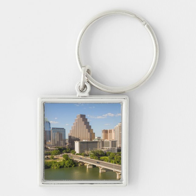 Downtown Skyline on Lady Bird Lake Key Ring (Front)
