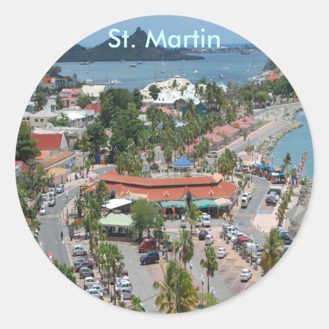 Downtown St. Martin Classic Round Sticker (Front)
