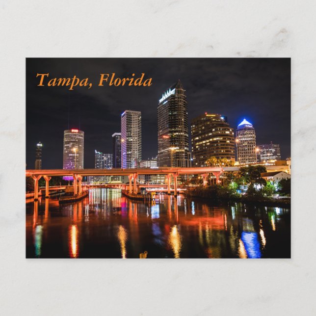 Downtown Tampa, Florida by Night Postcard (Front)