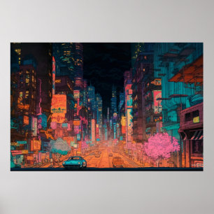 Downtown Tokyo Anime Poster