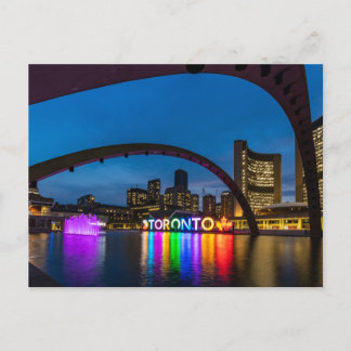 Downtown Toronto by night postcard