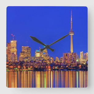 Downtown Toronto skyline at night Square Wall Clock