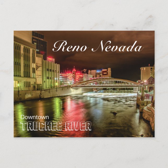 Downtown Truckee River Bridge Postcare Postcard (Front)