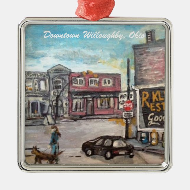 Downtown Willoughby, Ohio Dog Walk Ornament (Front)