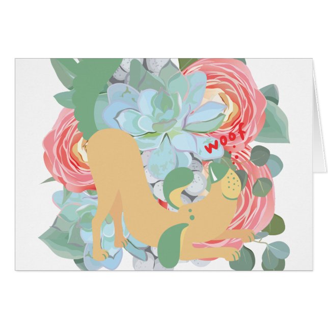 Downward Dog with Flowers (Front Horizontal)
