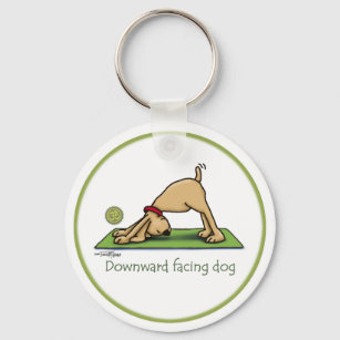 Downward Facing Dog Cartoon Key Ring