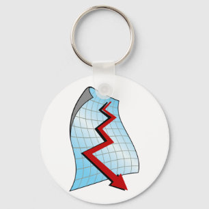 Downward Graph Red Arrow Key Ring