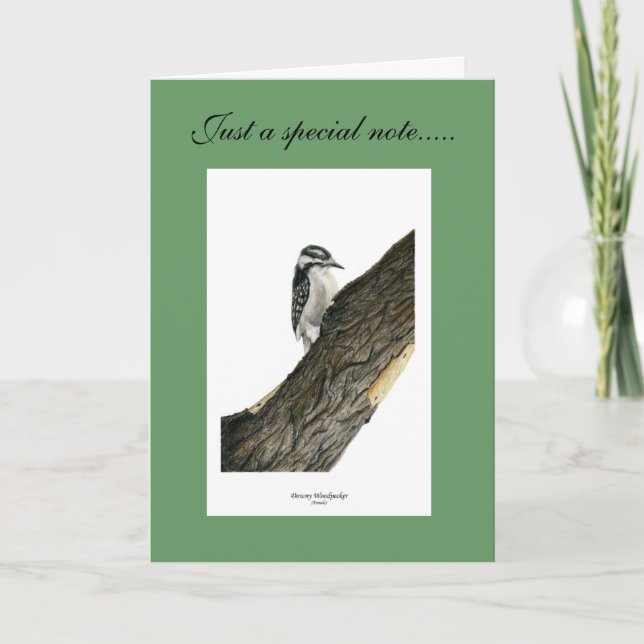 Downy Woodpecker (Female) Thank You Card (Front)