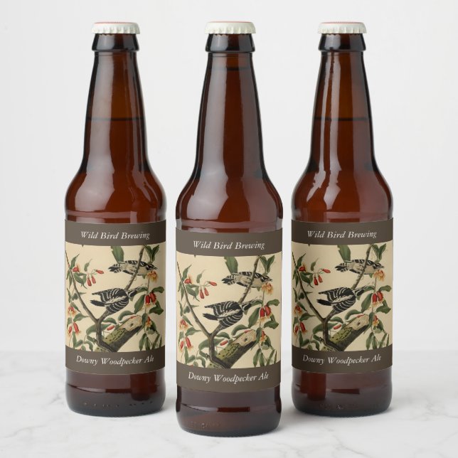 Downy Woodpecker - from Audubon's Birds of America Beer Bottle Label (Bottles)